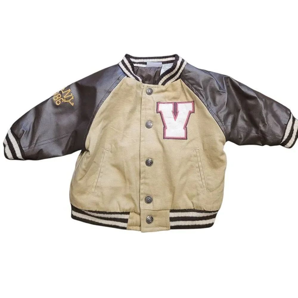 Vintage Little Rebels Bomber Jacket Baby 12 Months Varsity Retro Faux Leather